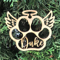 Angel Dog Paw Personalized Memorial Ornament